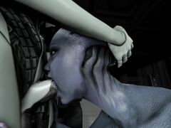 Девушка пришелец из Mass Effect вынуждена трахаться с трансами футанари