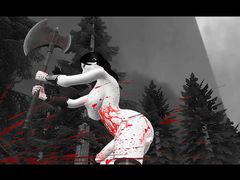 Девушка приманка трахается в лесу с сисястым рогатым монстром из мульта